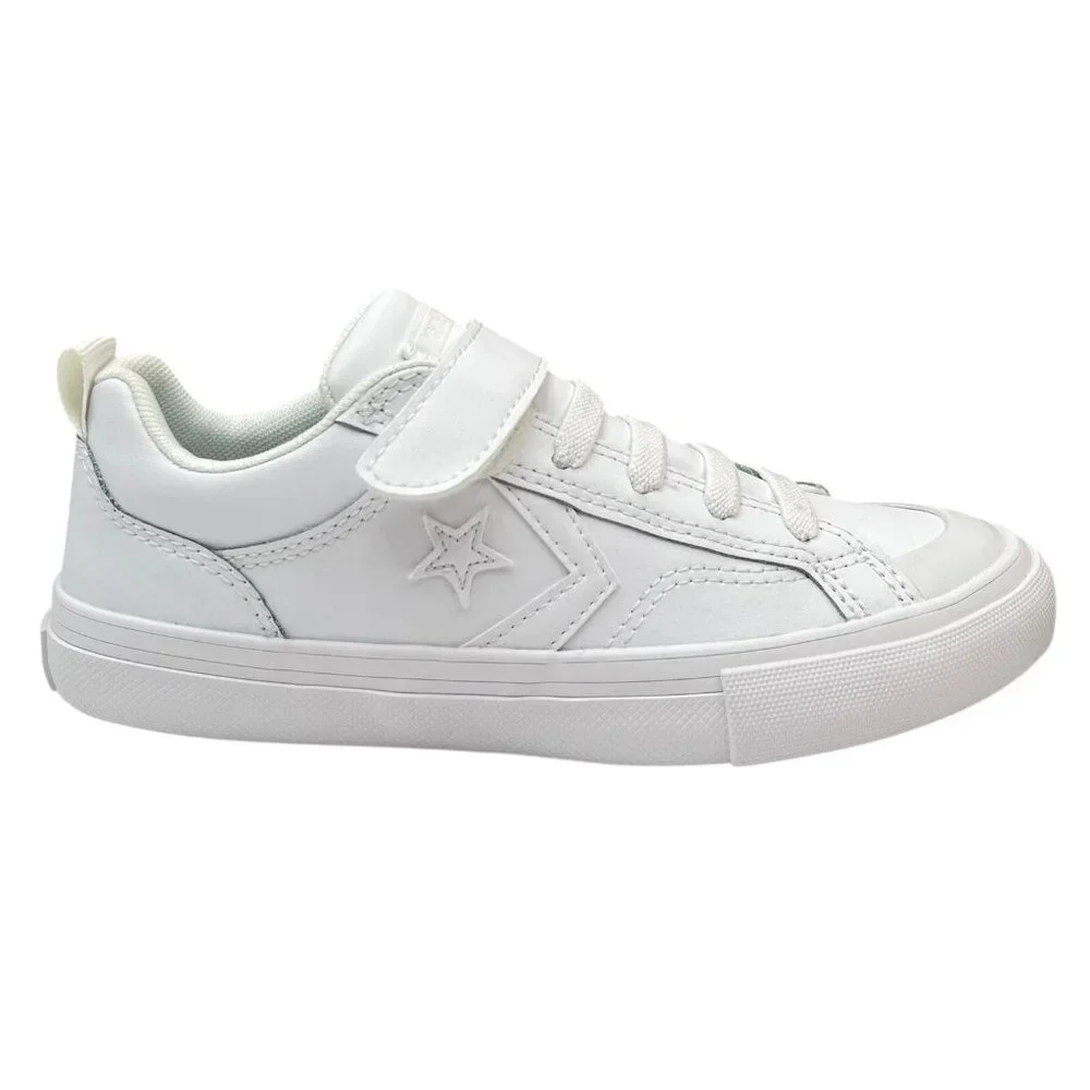 Converse Pro Blaze Youth Boys Girls Slip-on‎ Leather Sneaker Size 3Y Solid White